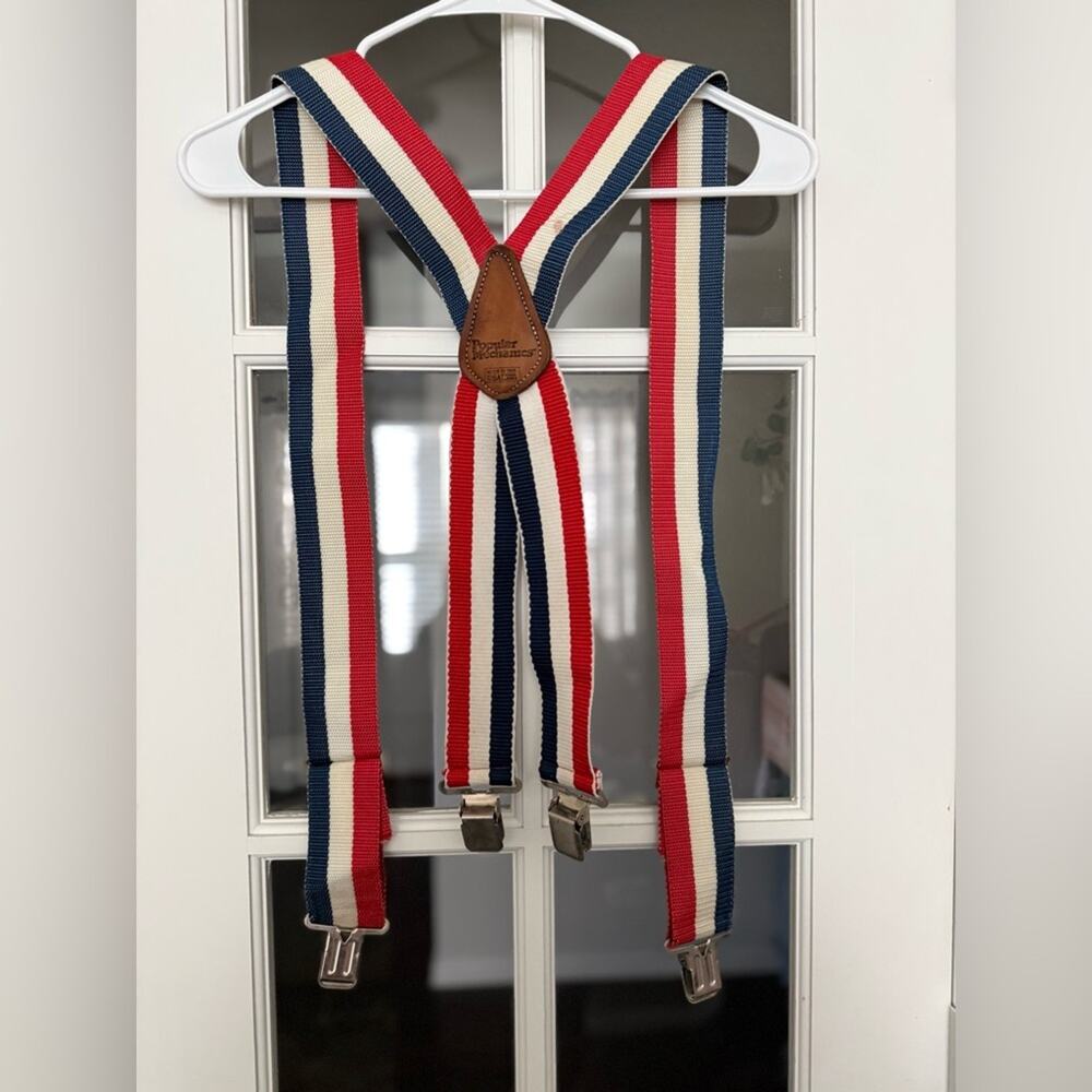 🇺🇸 Vintage Popular Mechanics Suspenders red white and blue– Made in USA